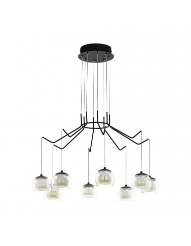 EGLO 39511 - ROVIGANA Pendant lamp in Steel and tinted glass, matte opaline glass