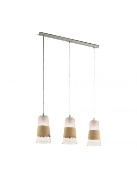 EGLO 49152 - BURNHAM Wooden pendant lamp in matte nickel steel and raffia, glass