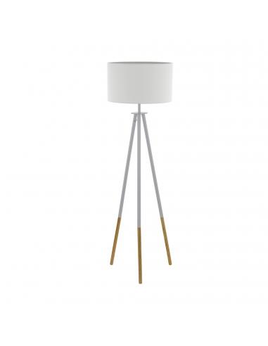 EGLO 49156 - BIDFORD Lámpara de Salón en Madera, acero marrón, blanco y Textil