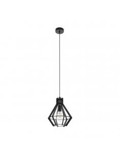 EGLO 49159 - IPSWICH Wooden Pendant Lamp in Black Steel and Wood