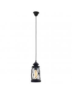 EGLO 49213 - BRADFORD Crystal Pendant Lamp in Black Steel and Glass