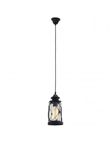 EGLO 49213 - BRADFORD Crystal Pendant Lamp in Black Steel and Glass