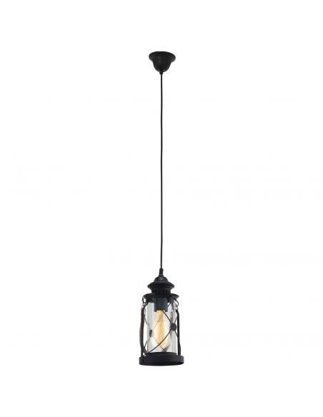 EGLO 49213 - BRADFORD Crystal Pendant Lamp in Black Steel and Glass
