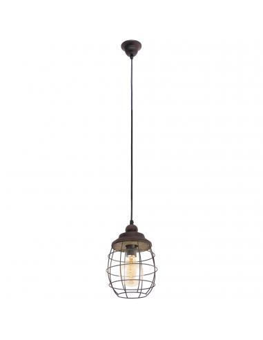 EGLO 49219 - BAMPTON Hanging lamp made of Wood in Steel, brown-patina wood