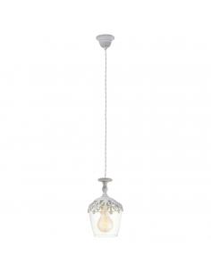 EGLO 49221 - SUDBURY Crystal Pendant Lamp in White-patina Steel and Glass