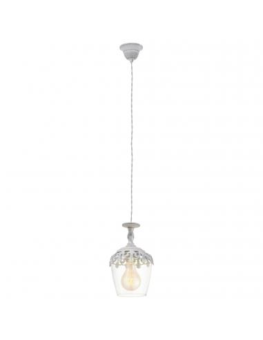 EGLO 49221 - SUDBURY Crystal Pendant Lamp in White-patina Steel and Glass