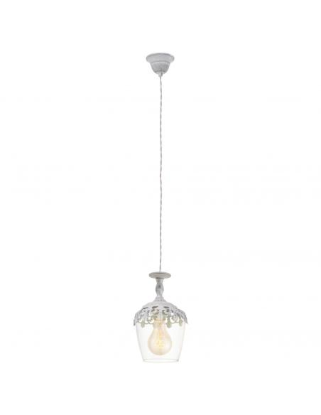 EGLO 49221 - SUDBURY Crystal Pendant Lamp in White-patina Steel and Glass