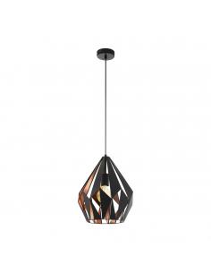 EGLO 49254 - CARLTON 1 Copper pendant lamp in black steel, copper