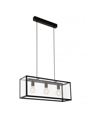 EGLO 49393 - CHARTERHOUSE Crystal Pendant Lamp in Black Steel and Glass