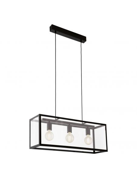 EGLO 49393 - CHARTERHOUSE Crystal Pendant Lamp in Black Steel and Glass