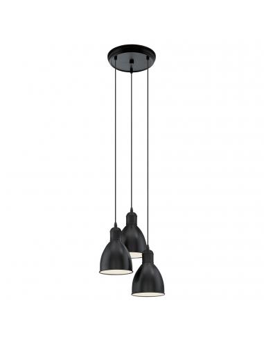 EGLO 49465 - PRIDDY Lámpara de Salón en Acero negro, blanco
