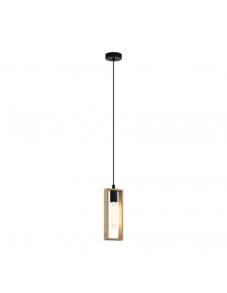 EGLO 44051 - LITTLETON Wooden Pendant Lamp in Black Steel and Wood