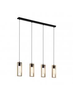 EGLO 44053 - LITTLETON Wooden Pendant Lamp in Black Steel and Wood