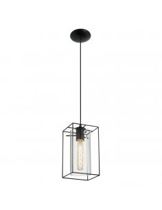 EGLO 49495 - LONCINO Crystal Pendant Lamp in Black Steel and Tinted Glass