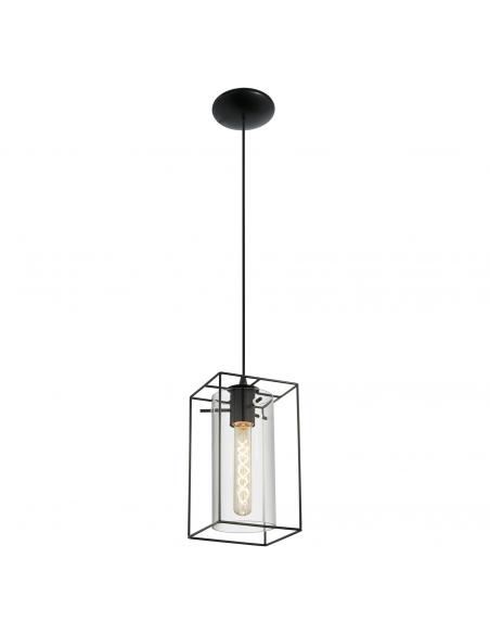 EGLO 49495 - LONCINO Crystal Pendant Lamp in Black Steel and Tinted Glass