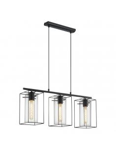 EGLO 49496 - LONCINO Crystal Pendant Lamp in Black Steel and Tinted Glass