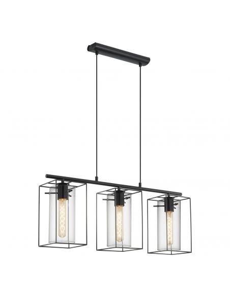 EGLO 49496 - LONCINO Crystal Pendant Lamp in Black Steel and Tinted Glass
