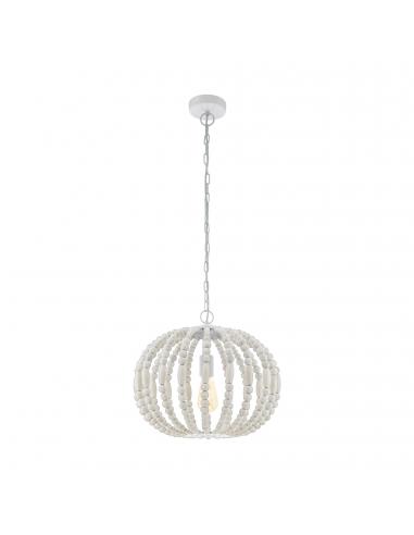 EGLO 49608 - BARRHILL Wooden Pendant Lamp in White Steel and Wood