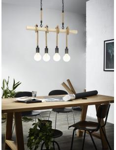 EGLO 43318 - YOUNGSTOWN Lámpara colgante en Acero, madera 2