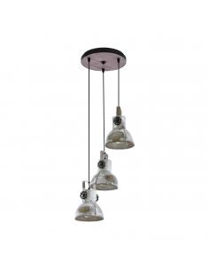 EGLO 49647 - BARNSTAPLE Hanging Lamp in Wood, brown-patina steel, black and Steel