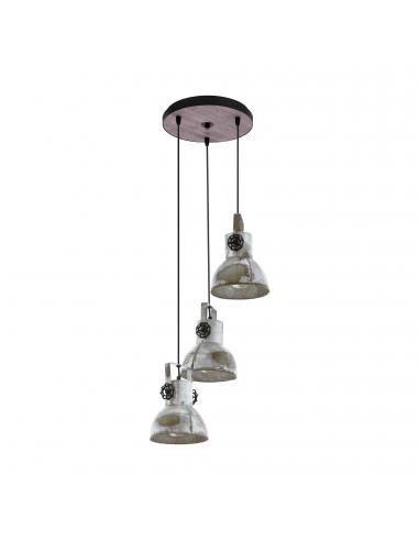 EGLO 49647 - BARNSTAPLE Hanging Lamp in Wood, brown-patina steel, black and Steel