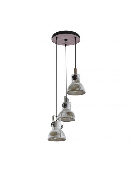 EGLO 49647 - BARNSTAPLE Hanging Lamp in Wood, brown-patina steel, black and Steel