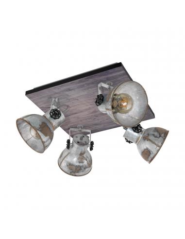 EGLO 49653 - BARNSTAPLE LED Spotlight in Wood, brown-patina steel, black and Steel
