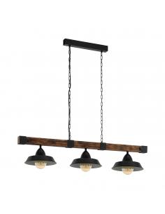 EGLO 44086 - OLDBURY Wooden pendant lamp in Steel, black wood, rustic brown