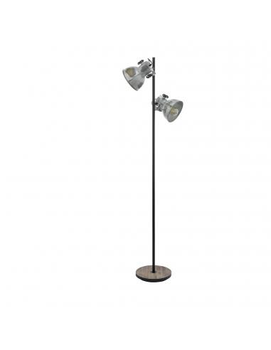 EGLO 49722 - BARNSTAPLE Living Room Lamp in Wood, brown-patina steel, black and Steel