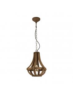 EGLO 49724 - KINROSS Wooden Pendant Lamp in Brown Steel and Wood
