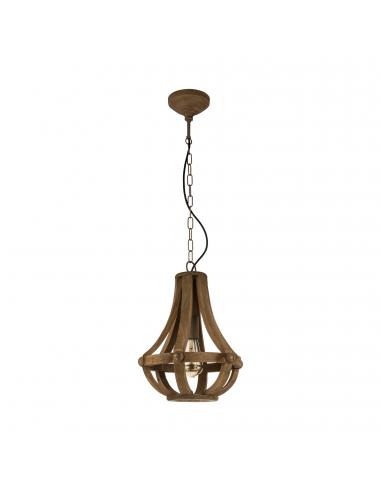 EGLO 49724 - KINROSS Wooden Pendant Lamp in Brown Steel and Wood
