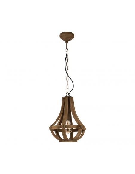 EGLO 49724 - KINROSS Wooden Pendant Lamp in Brown Steel and Wood