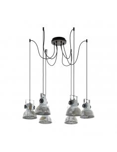 EGLO 49732 - BARNSTAPLE Hanging Lamp made of Wood in Wood, brown-patina steel, black and Steel