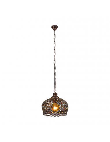 EGLO 49764 - JADIDA Copper pendant lamp in Steel, antique copper and glass colors