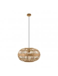 EGLO 49771 - AMSFIELD Wooden Pendant Lamp in Brown Steel and Wood