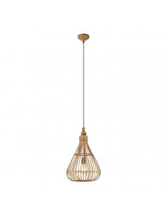 EGLO 49772 - AMSFIELD Wooden Pendant Lamp in Brown Steel and Wood