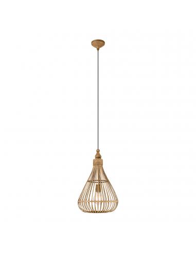 EGLO 49772 - AMSFIELD Wooden Pendant Lamp in Brown Steel and Wood