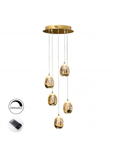 Gold Led Lamp 5 dimmable lights -...