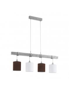 EGLO 49927 - TOWNSHEND 2 Hanging lamp made of Wood in Steel, white-patina wood and Textile, linen