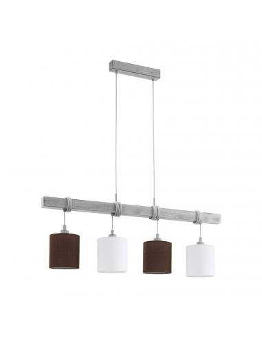 EGLO 49927 - TOWNSHEND 2 Hanging lamp made of Wood in Steel, white-patina wood and Textile, linen