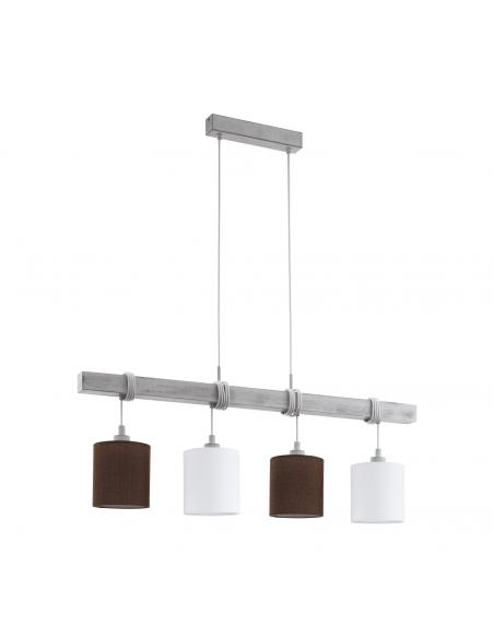 EGLO 49927 - TOWNSHEND 2 Hanging lamp made of Wood in Steel, white-patina wood and Textile, linen