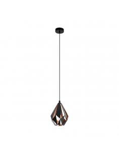 EGLO 49997 - CARLTON 1 Copper pendant lamp in black steel, copper