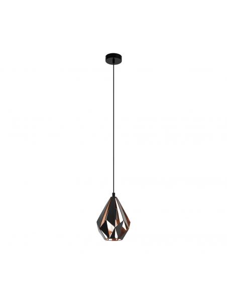 EGLO 49997 - CARLTON 1 Lámpara colgante de Cobre en Acero negro, cobre