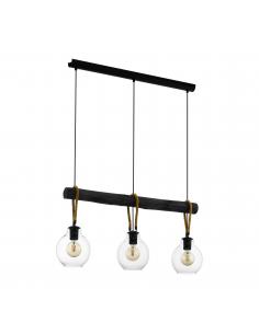 EGLO 43618 - RODING Pendant lamp in Steel, wood and Glass
