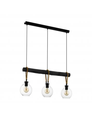 EGLO 43618 - RODING Pendant lamp in Steel, wood and Glass