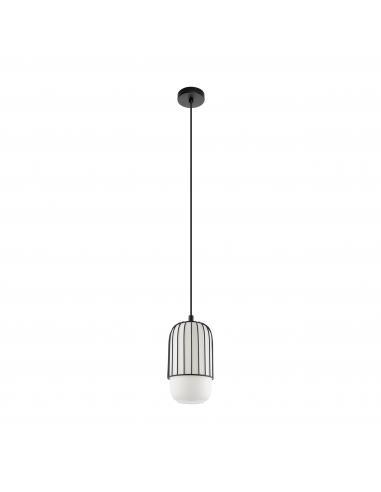 EGLO 99618 - MULEGES Hanging lamp in Steel and matte opaline glass