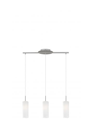 EGLO 85978 - TROY 3 Lámpara colgante de Cristal en Acero níquel-mate y Vidrio satinado