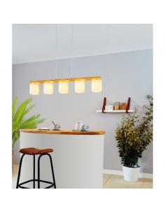 EGLO 98591 - CASTRALVO Lámpara colgante de Madera en Acero, madera níquel-mate, marrón y Textil 2