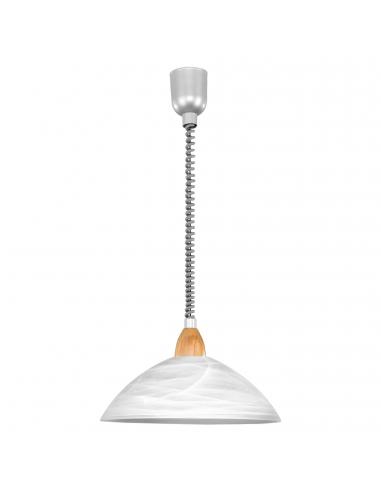 EGLO 87009 - LORD 2 Hanging Lamp made of Wood in Acrylic, silver wood, nickel-matte, Beech and Alabaster glass