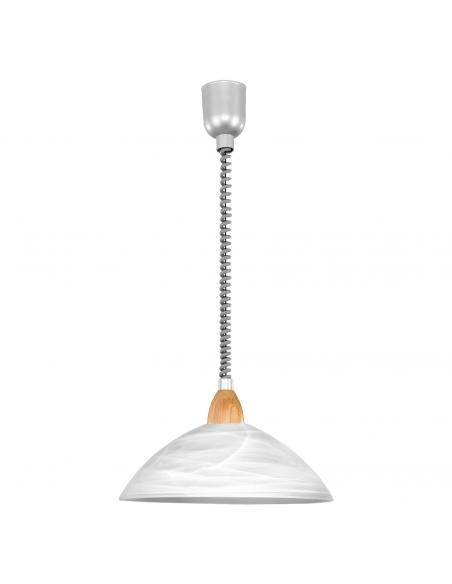 EGLO 87009 - LORD 2 Hanging Lamp made of Wood in Acrylic, silver wood, nickel-matte, Beech and Alabaster glass